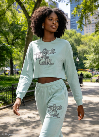 Mint Cropped Sweatshirt & Jogger Set