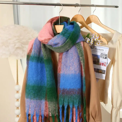Pompom Tassels Wool Scarf - Image #8