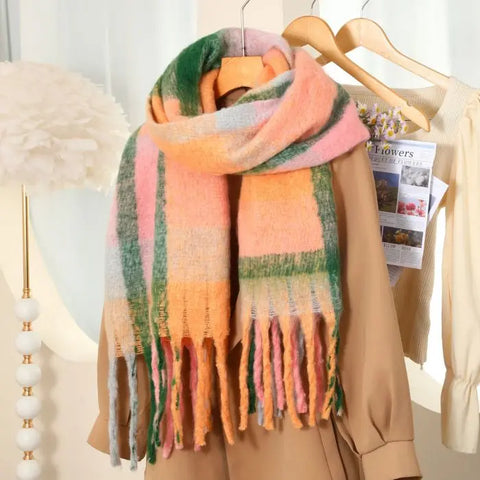 Pompom Tassels Wool Scarf - Image #10