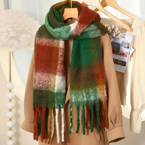Pompom Tassels Wool Scarf - Image #9
