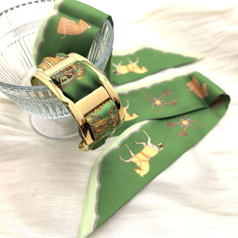 Geometric Patterned & Polished Gold Scarf Bracelet