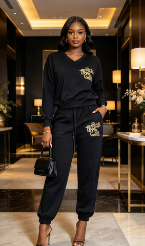Women's V-Neck Tracksuit Set –  Top & Joggers