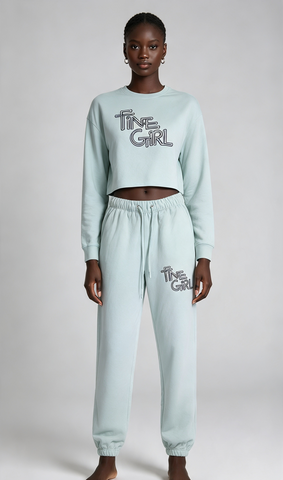 Mint Cropped Sweatshirt & Jogger Set