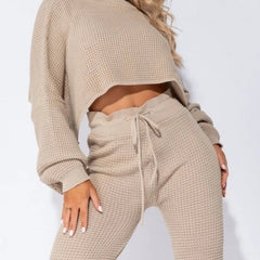 Waffle Knit Crop Jumper Loungewear set - Image #9