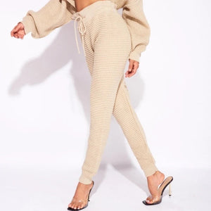 Waffle Knit Crop Jumper Loungewear set - Image #5