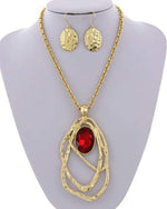 Alake Hammered Glass Pendant Necklace & Earring Set-
