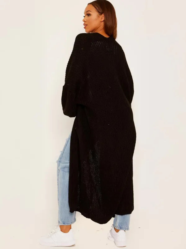 Longer Line Knitted Open Cardigan - Image #12