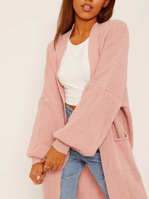 Longer Line Knitted Open Cardigan - Image #9
