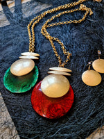 Amari Acrylic Pendant Long Neck & Earring Set - Image #5
