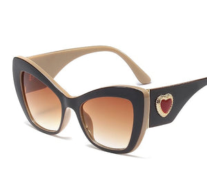 Side Heart Oversize Cat-eye Sunglasses