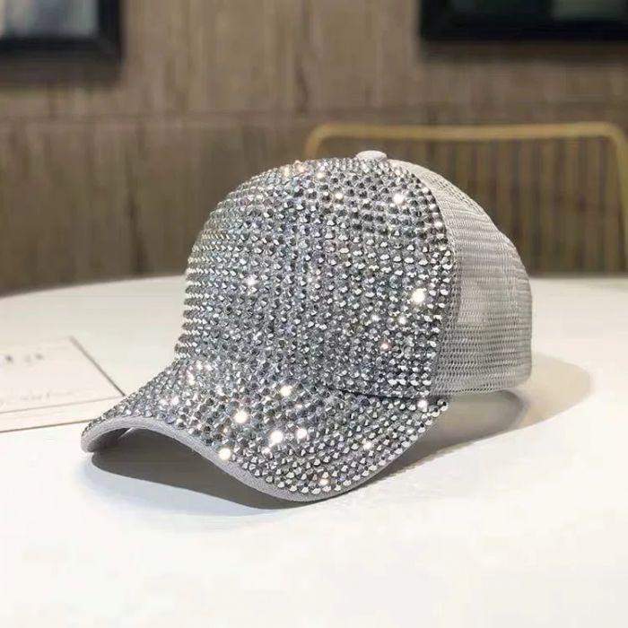 Bling Face Cap with Mesh Back-Peach Accessories-Accessories